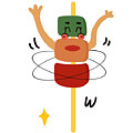 Kabob likes to play hula hoop
